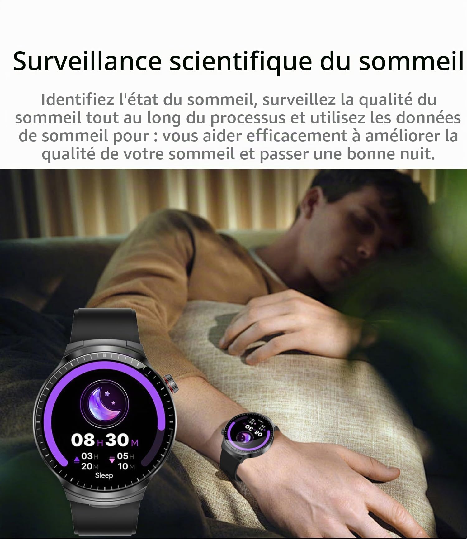 AIEK Montre Connectée Homme, Bluetooth écouteurs, Écran HD 1,85", Analyse Sommeil, Appel Bluetooth, Cardiofréquence, 100+ Modes Sportifs Podometre, Smartwatch pour Android iOS (Noir)