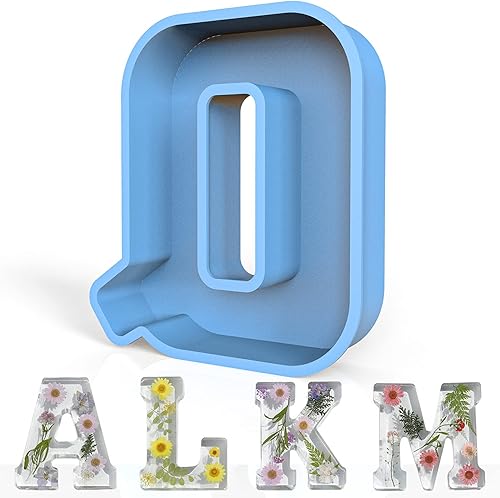 Molde de resina, moldes de silicona 3D de letra Q grande para fundición de resina epoxi, moldes del alfabeto de silicona para resina para arte,