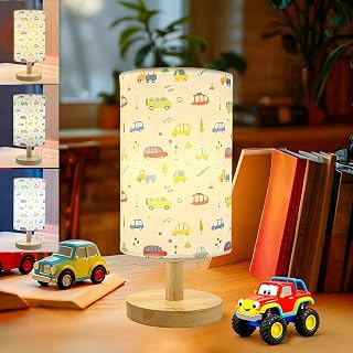 Car Boys Table Lamp,Kids Lamps for Bedroom Decorative Small Bedside Lamp | 3 Color Modes LED Nightstand Night Light,Cartoon Lampshade Desk Lamps for Girls Boys Room Nursery Decor Cars Gifts for Boy