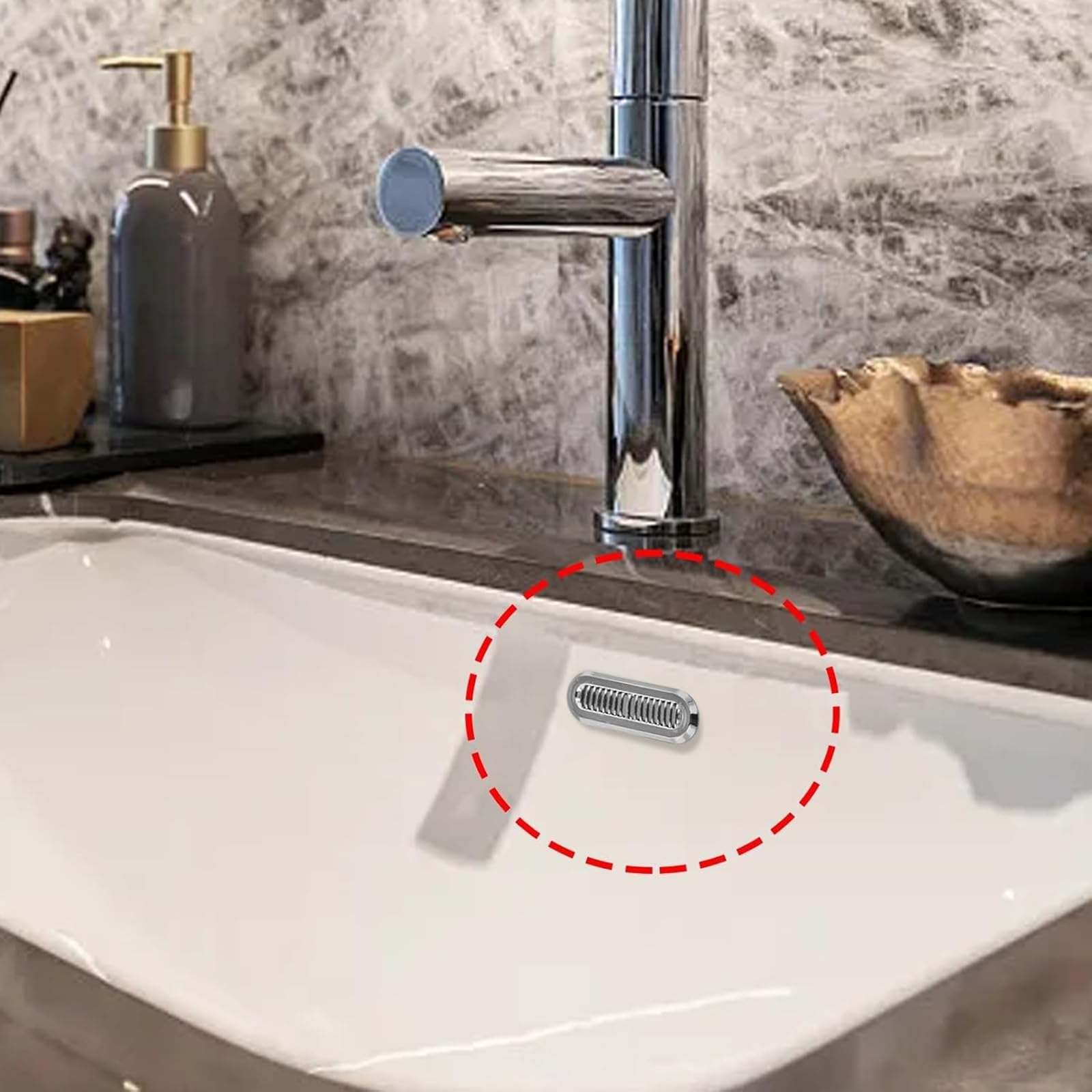 4 Pezzi Coperture per Troppopieno per Lavandino del Bagno, In Plastica ABS Cromata Inserto Ovale Tappi Rotondi per Scarico del Bacino Parti di Ricambio Decorative