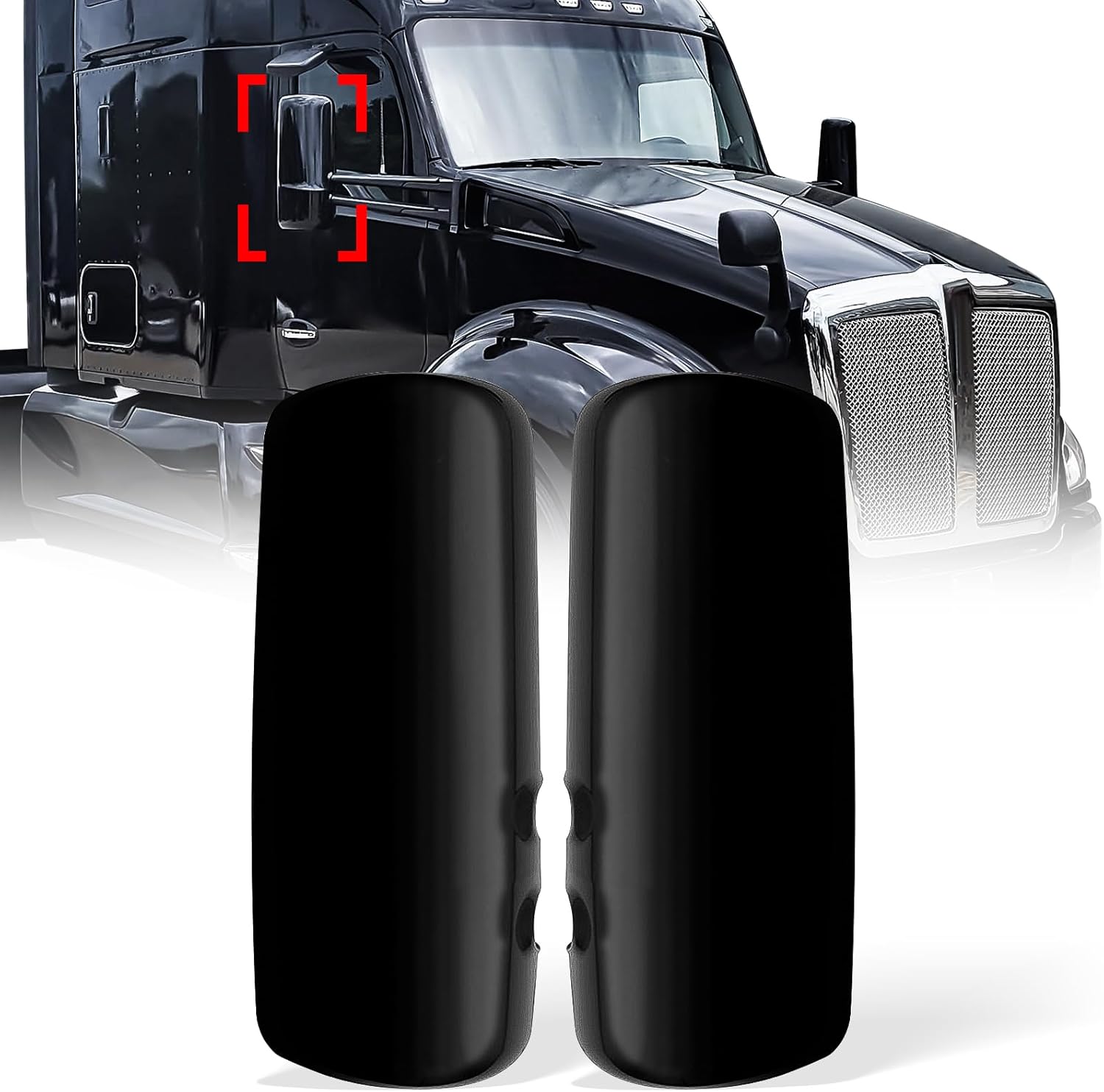 Door Mirror Covers for 2013-2020 Kenworth T680 T880 W990, Left Driver/Right Passenger Side(A Pair) Black