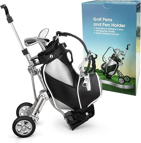 Vista 9 de 10L0L plumas de golf con soporte de bolsa de golf, regalos novedosos con 3 piezas, de aluminio para oficina, escritorio, bolsa de golf, soporte