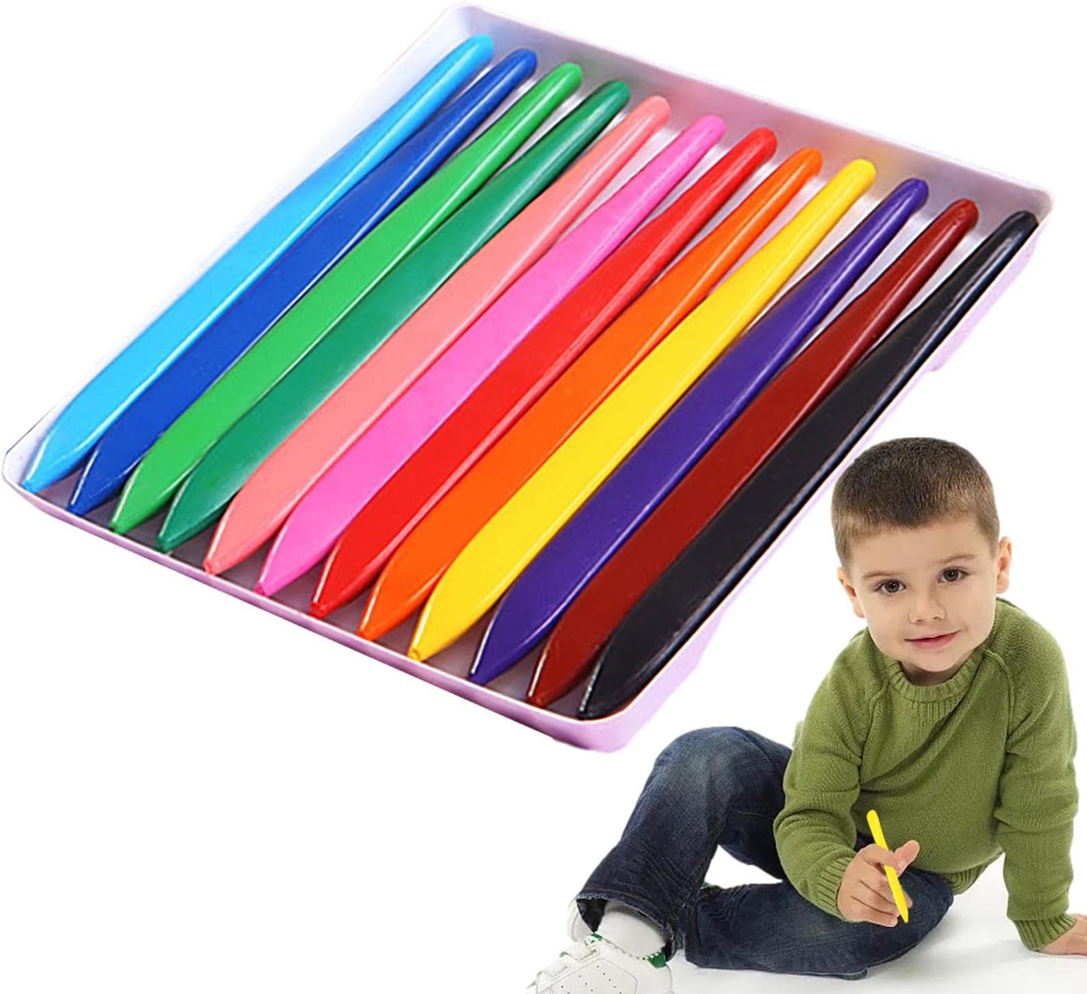 Triangular Crayons | Organic Pencil Crayons Set - Children's Non-dirty Hands Washable and Erasable Crayons, Rainbow Crayons Classroom