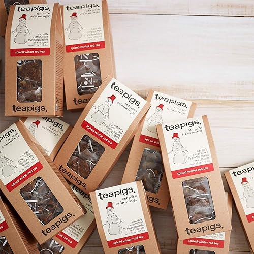 Miniatura 2 de teapigs Té rojo con especias de invierno, 15 unidades x 6 cajas, naturalmente sin cafeína, cáscara de naranja, canela y clavo de olor en té Rooibos