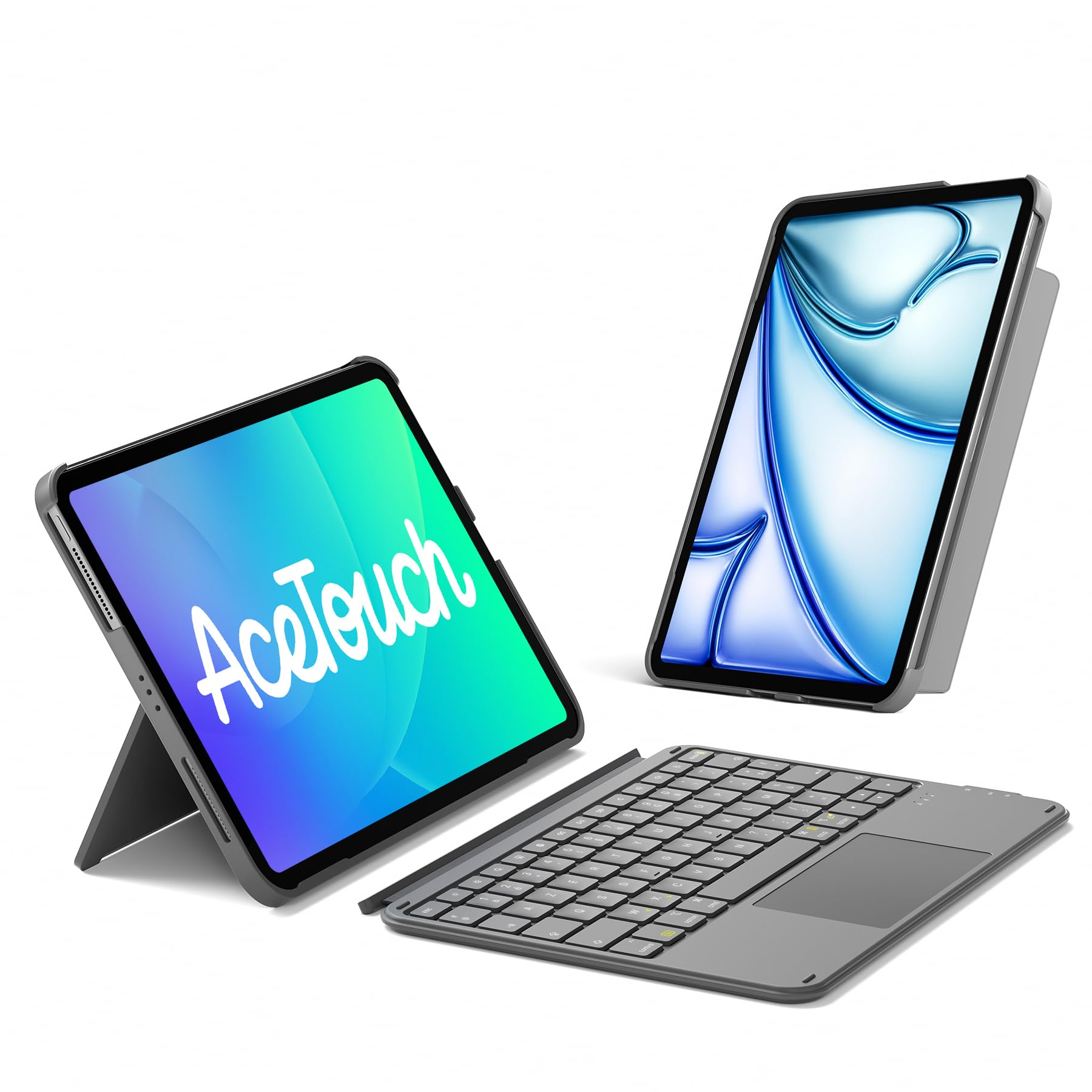 Inateck Coque Clavier iPad Ultra-léger & Aimanté Détachable, Pavé Tactile - A16 11" 2025, 10e 10.9" 2022, 2026 Air 11 M4/M3/M2, Pro 11 4e-1re - AZERTY Gris Ace Touch