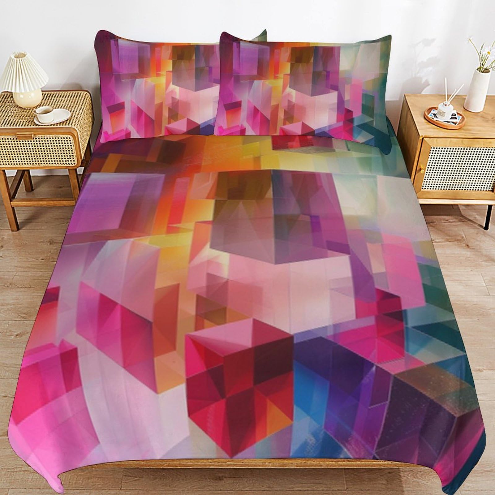 Parure de lit 3 pièces 135x200 cm housse de couette microfibre pas cher