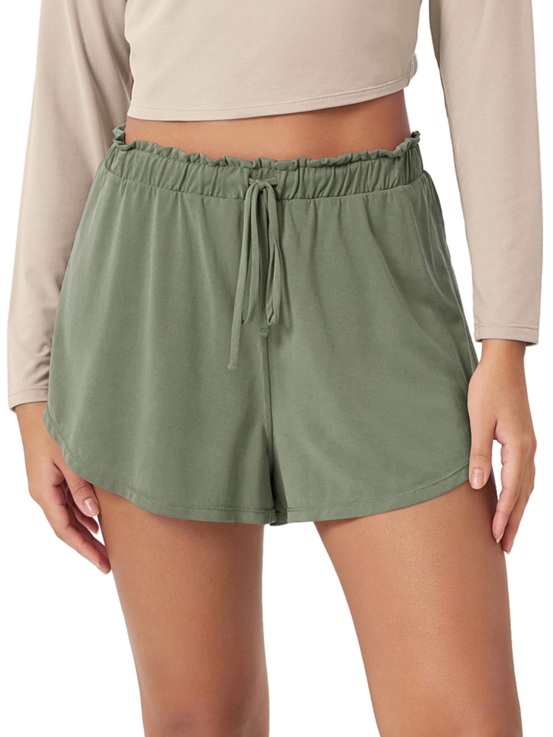 ODODOS Modal Soft Lounge Shorts for Women Drawstring High Waist Casual Sleepwear Lightweight Cozy Pajama Bottom