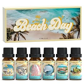 SALUBRITO Beach Fragrance Oils Set, Summer Essential Oils for Diffuser, Candle, Soap Making, Beachy Breeze, Sea Salt, Pink Island, Ocean Air, Island Time, Mint Mojito Scented Oil