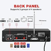 Vista 5 de Facmogu AV-111BT Home Amplifier with Equalizer, 5-Band EQ Audio Amplifier, RMS 60Wx2 Power Amplifier Receiver for Home Theater/Garage, 2 Channel
