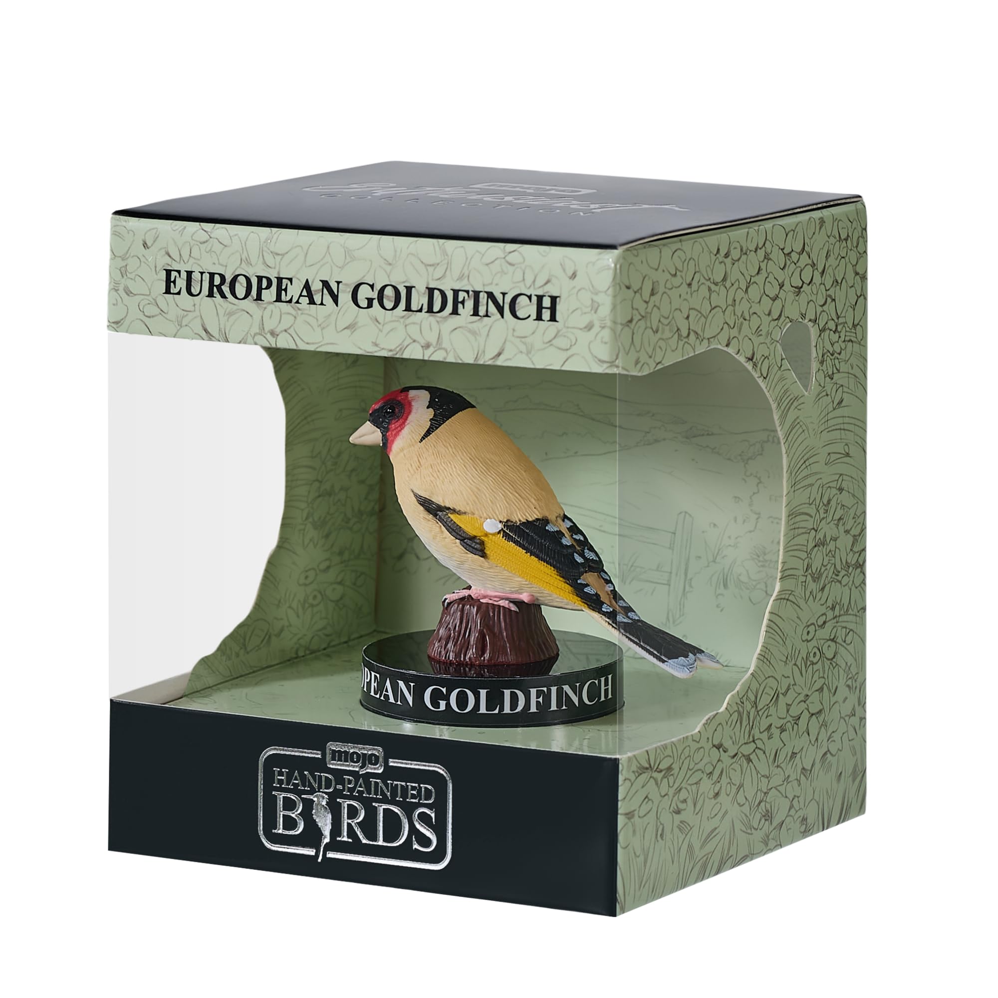MOJO | European Goldfinch Garden Bird Enthusiast Collection Series 1, Hand-Painted Figurines, Wildlife Collectibles, Toys, Detailed Sculptures with QR Code for Fun Facts
