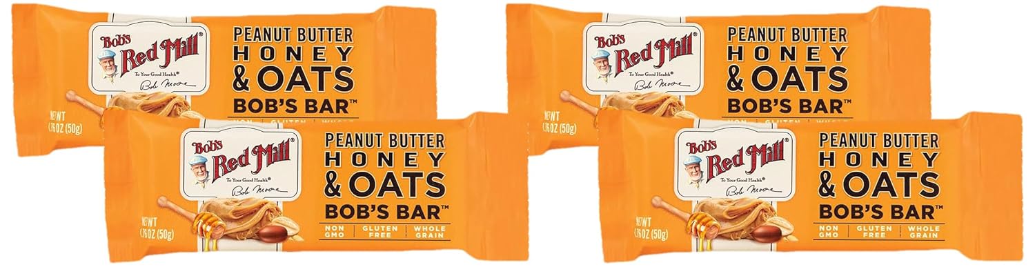 Bob's Red Mill Peanut Butter Honey & Oats bar - Single bar, 1.76 Oz (Pack of 4)