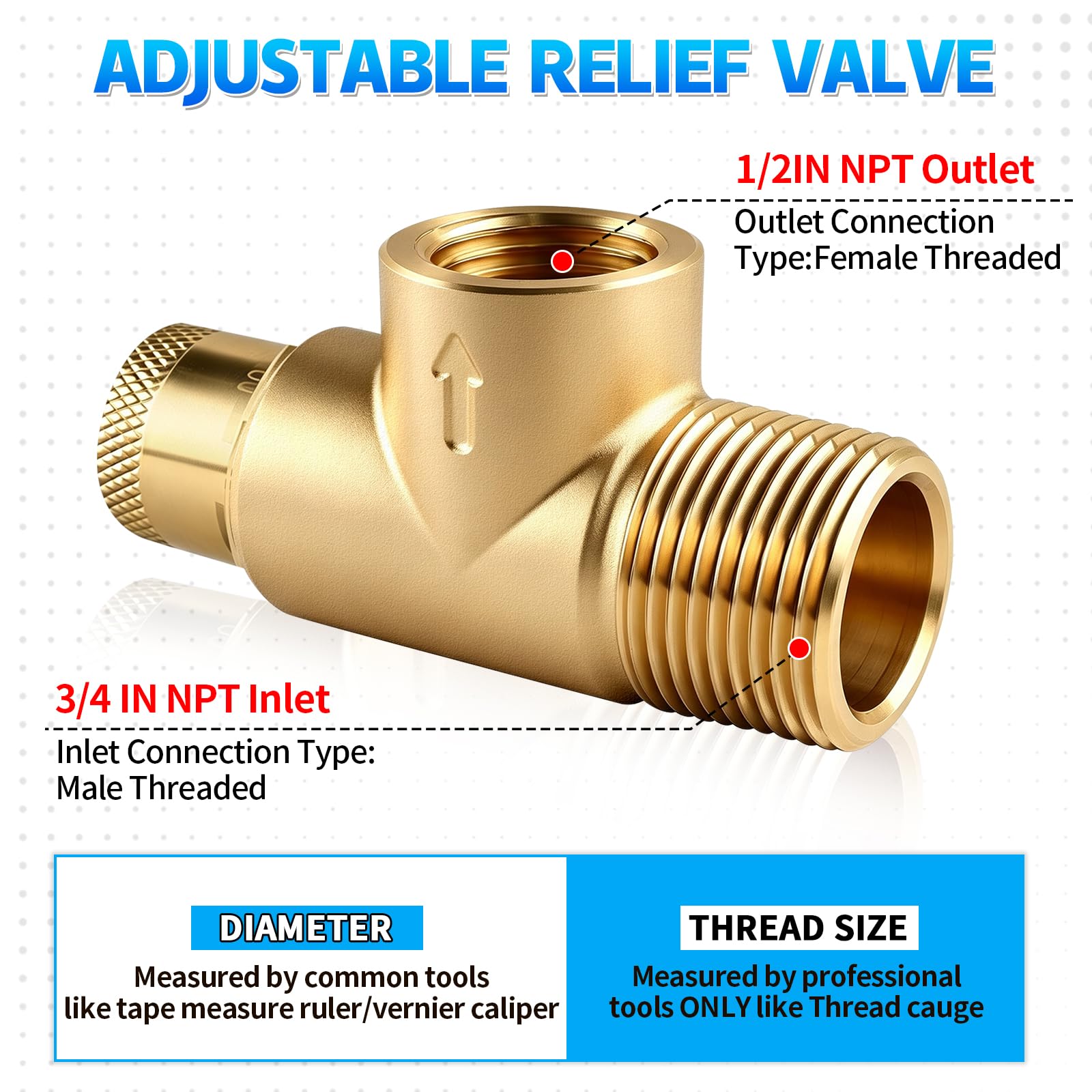Valvola a sfera regolabile a fungo 100-300 PSI, valvola limitatrice di