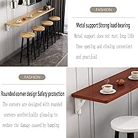 Vista 6 de Mesa de comedor plegable montada en la pared, mesa plegable de madera, mesa larga y estrecha, adecuada para tienda de té con leche, mesa de bar