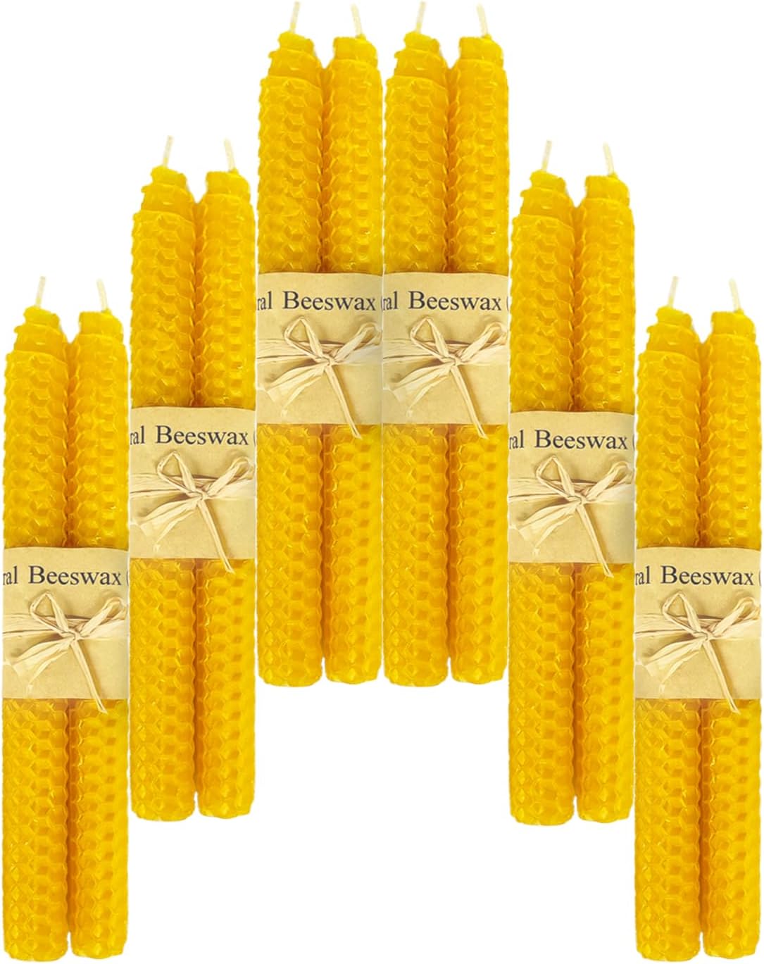 Lacaser Beeswax Tapered Candles Yellow 12pcs, 6 Pairs