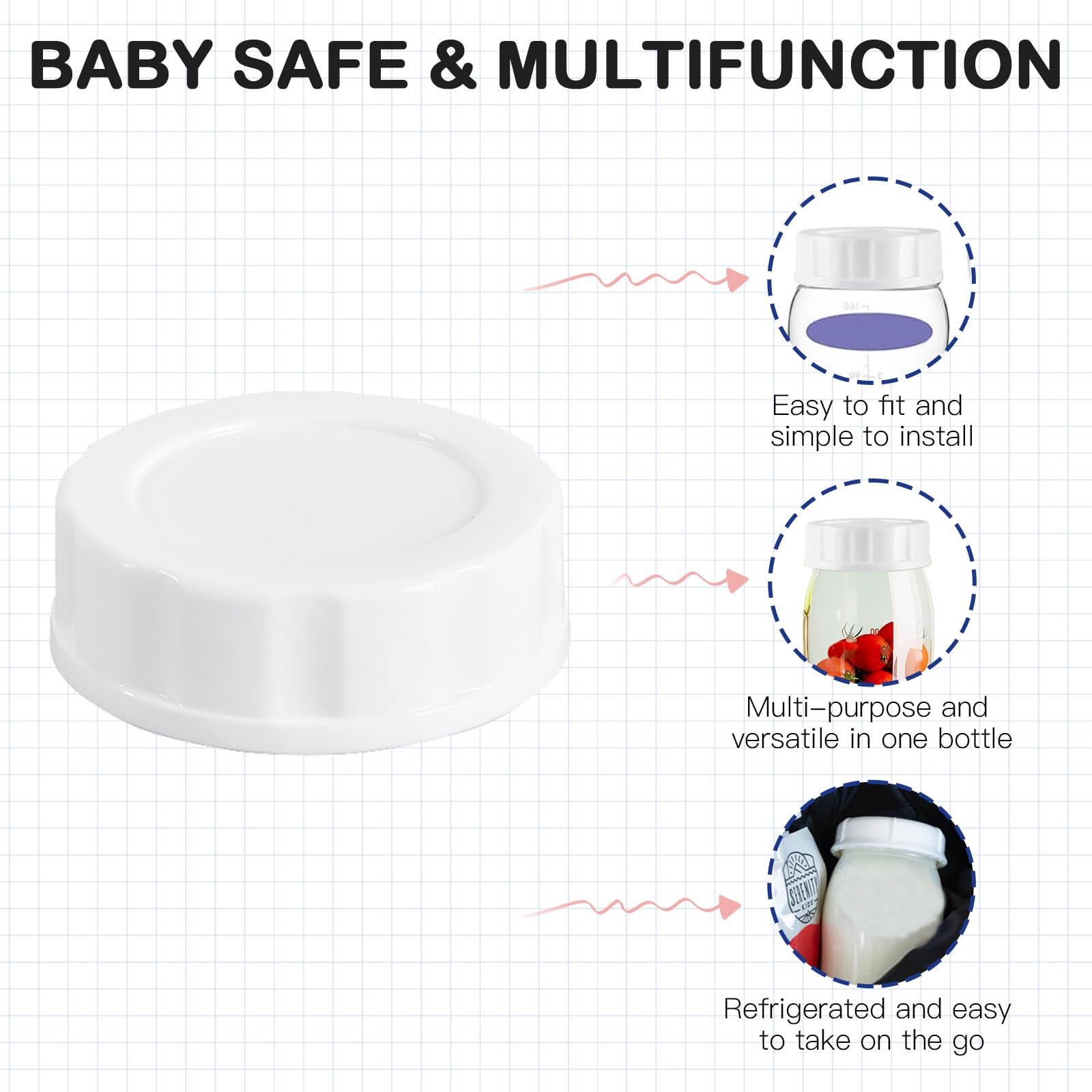 Pack of 10 Travel and Storage Lids Compatible with Lansinoh/Mam/Pigeon Baby Bottles, Replacement Airtight Caps