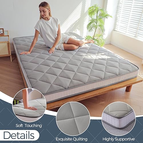 Miniatura 6 de MAXYOYO Colchón de futón extra grueso de 6 pulgadas, tamaño Queen, patrón de diamante, almohadilla de tatami, colchón japonés para adultos, colchón