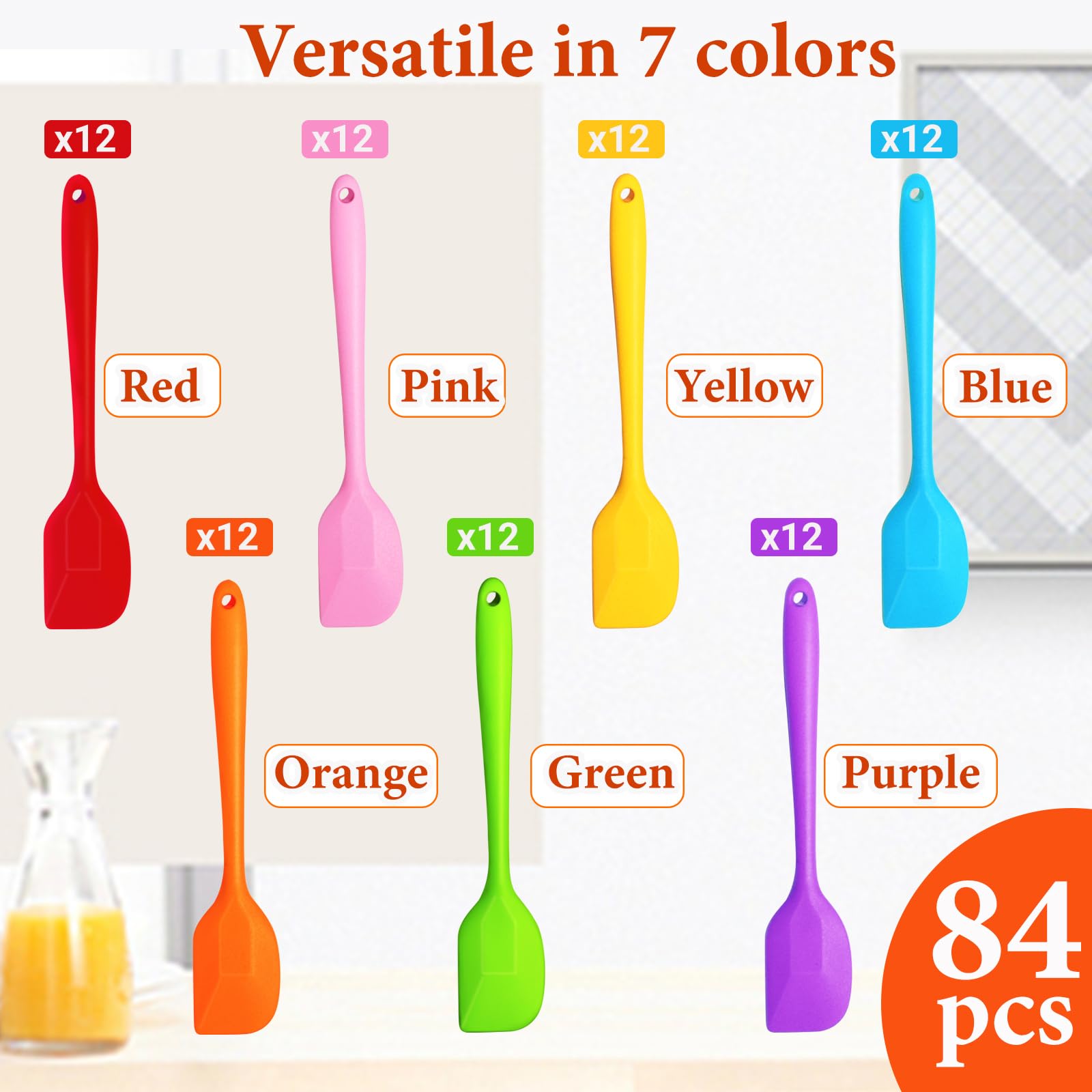 84 mini espátulas de silicona a granel de 8.3 pulgadas, espátulas antiadherentes de goma, juego de espátulas de goma flexibles resistentes al calor para uso en cocina, herramienta de mezcla