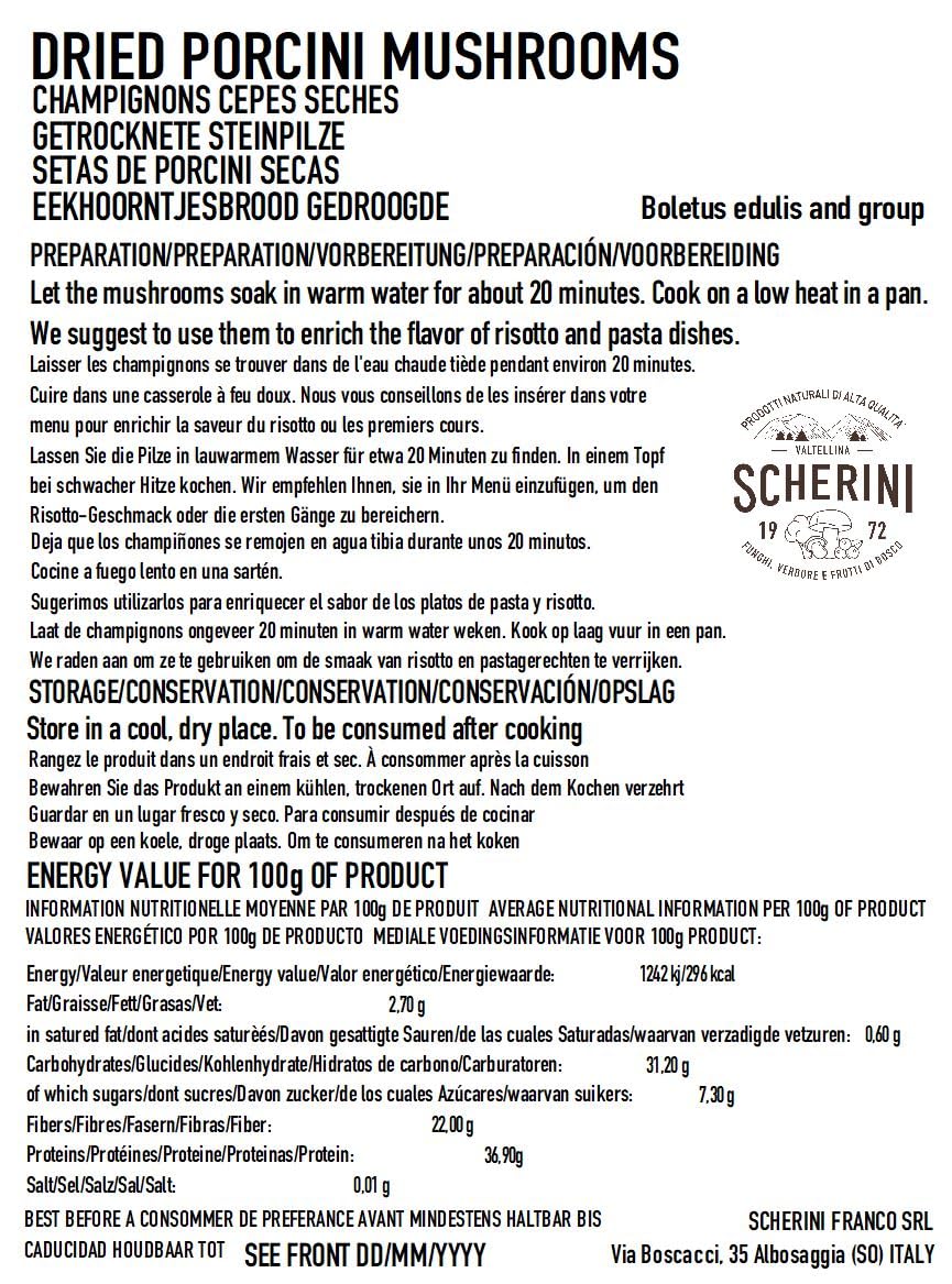 Scherini Valtellina - Funghi Porcini secchi SPECIALI, 30g in barattolo salva freschezza, richiudibile
