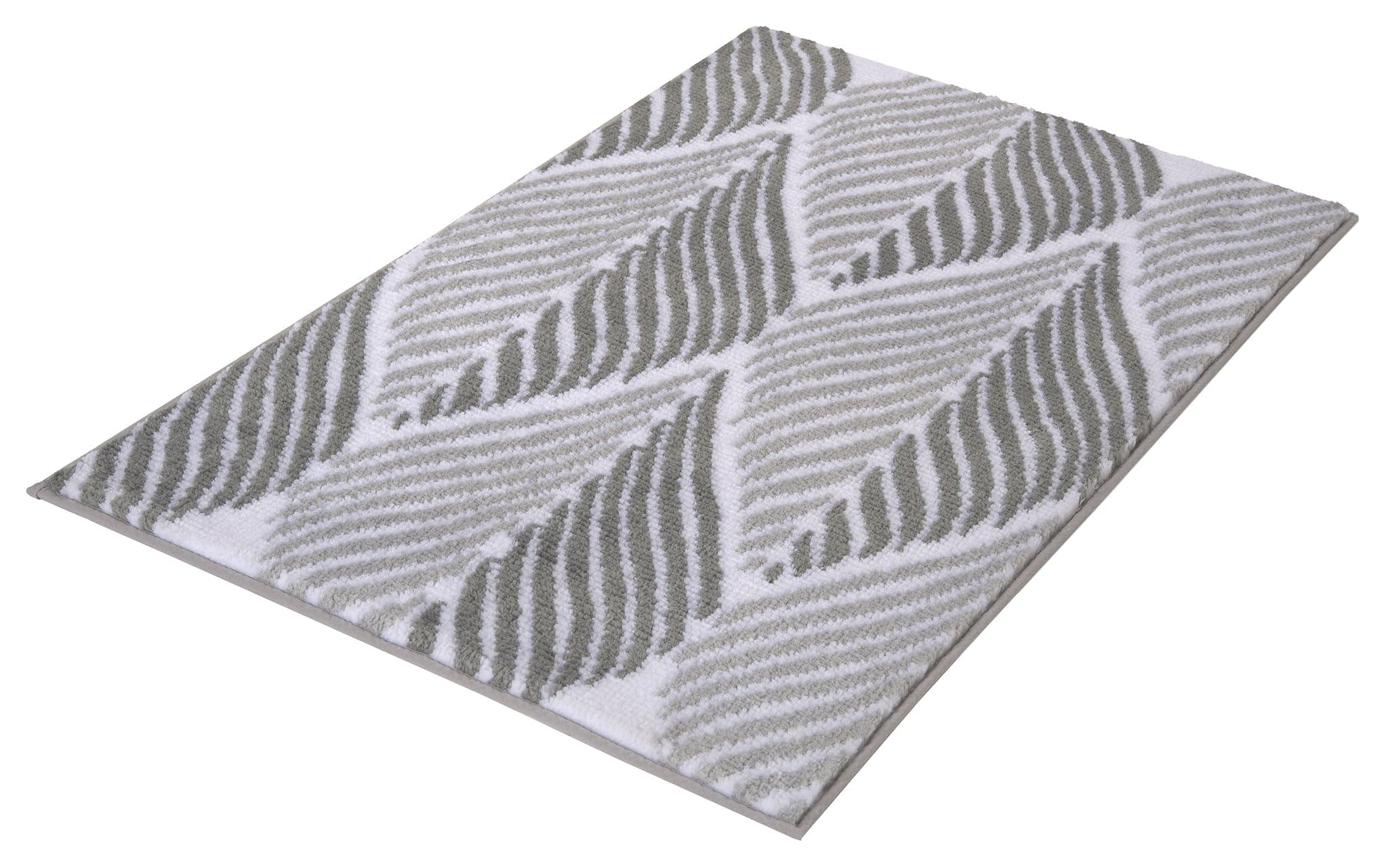 Kleine Wolke Badteppich Leaf Anthrazit 60 x 90 cm | OEKO-TEX zertifiziert, rutschhemmende Unterseite, für Fußbodenheizung, maschinenwaschbar, 100% Polyester
