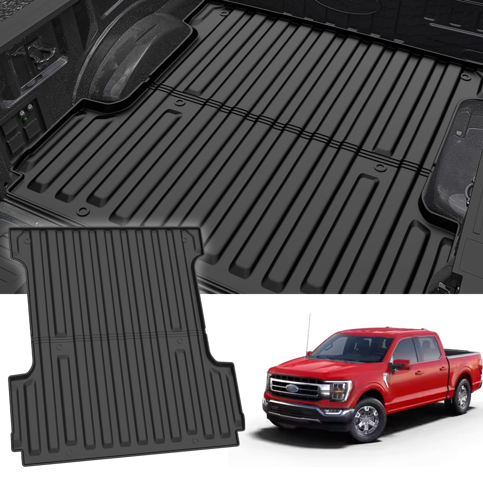 F150 5.5FT Truck Bed Mat - AOMSAZTO Bed Liner for 2015-2024 Ford F150 5.5 FT Custom Fit Cargo Mat for 2015-2024 Ford F-150 Accessories All Weather Trunk Mat