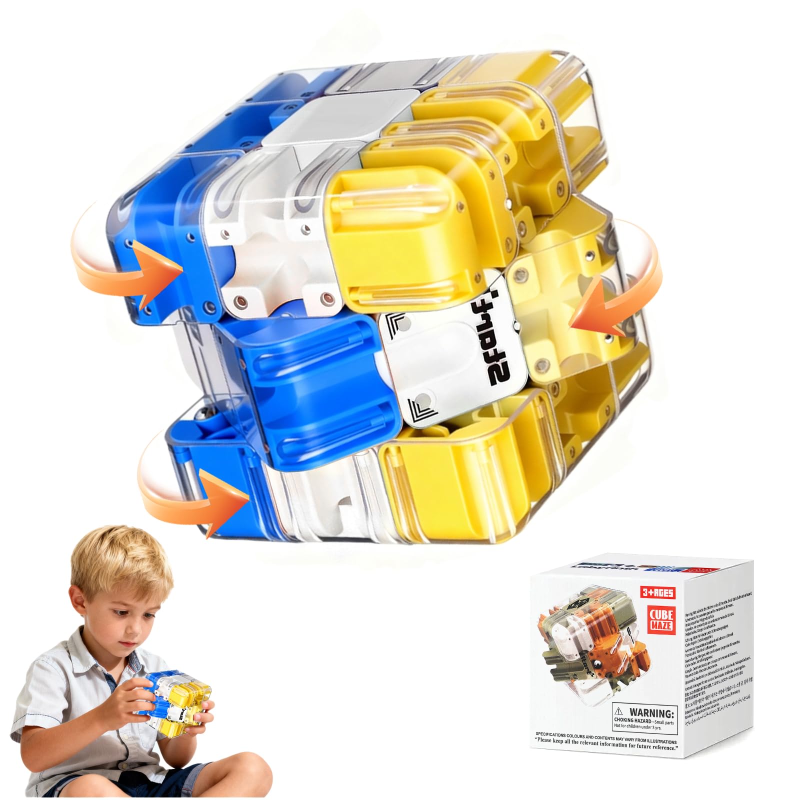 Large 3D Labyrinth Cube Puzzle,Sfida di Labirinto 3x3 per Stimolare l'Immaginazione Spaziale Allenare La Consapevolezza Spaziale,Fidgets Gioco di Labirinto 3D con Pallina Rotante per Bambini e Adulti