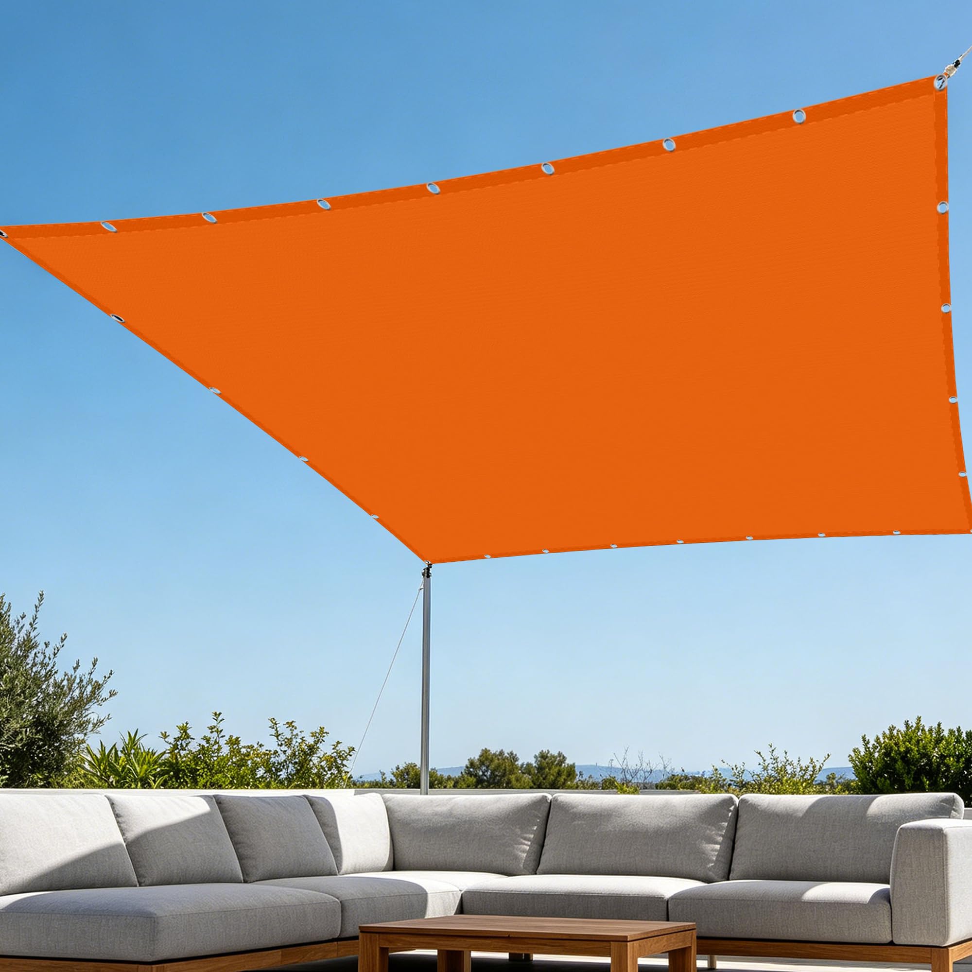Voile d'ombrage rectangulaire anti vent abri terrasse imperméable sable orange 250x300