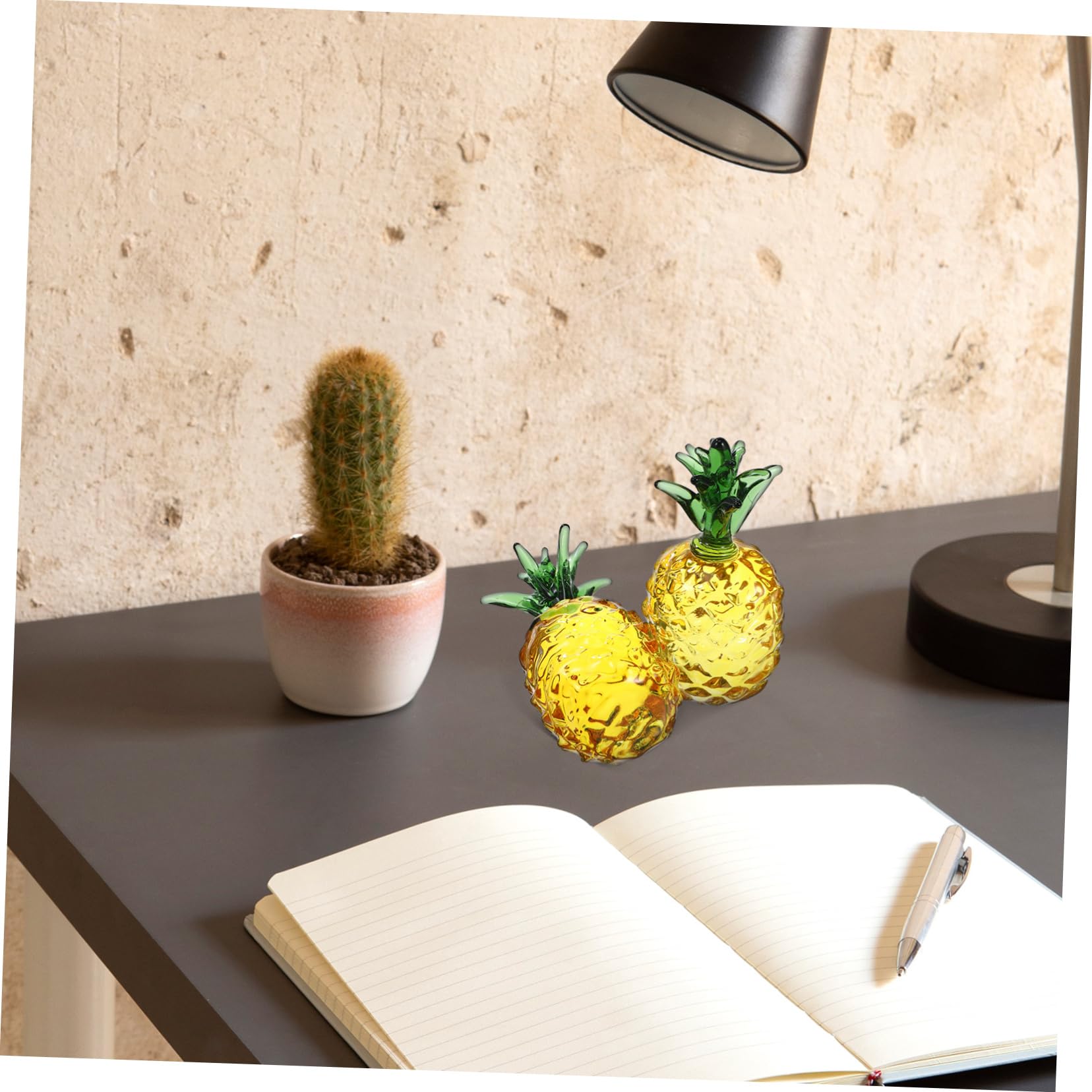 Cabilock 8 Piezas De Adornos De Cristal Decoración De Piña Estatua De Piña Frutas De Piña Falsas Fruta Simulada Decoración De Piña Pequeña Estatuilla De Fruta Decoración De Aula De Piña