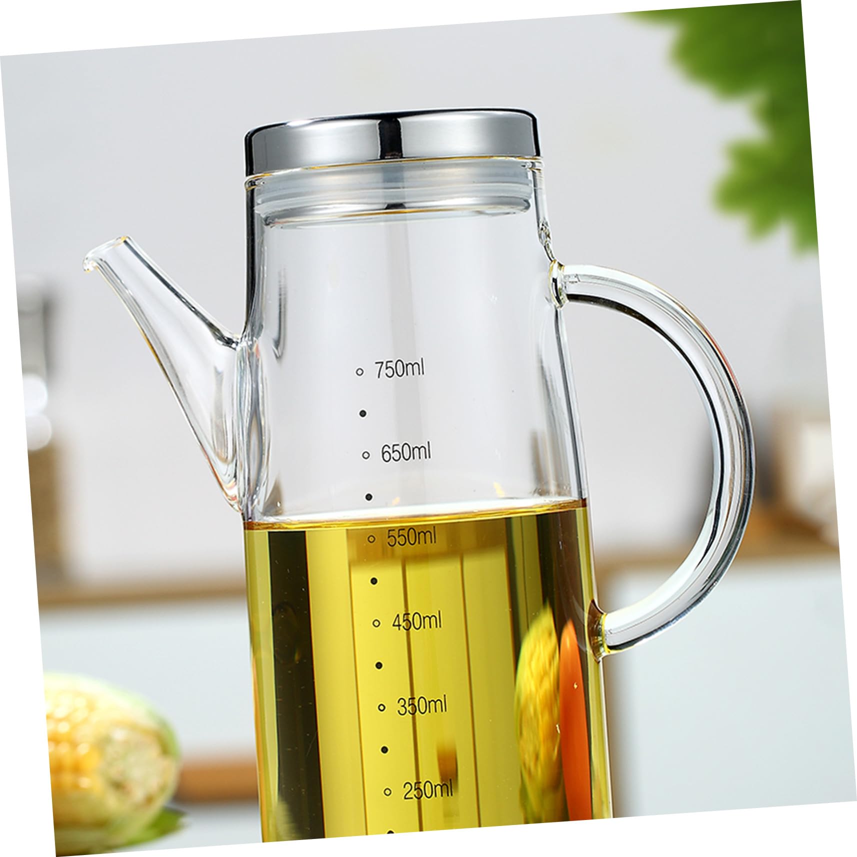 Cabilock Aceitera de Vidrio Borosilicato 750ml Portátil a Prueba de Fugas | Impresión a Alta Temperatura, Apta para Aliños y Varios Condimentos, Formato Rellenable para Cocina