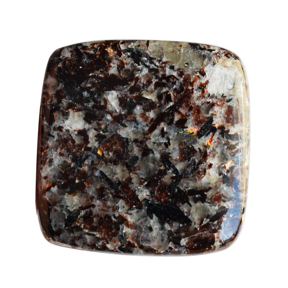 Echter Astrophyllit-Cabochon, Schmuckstein, Größe 31 x 30 x 5 mm, Goldfeuer, Edelstein-Lieferanten, AG-7100