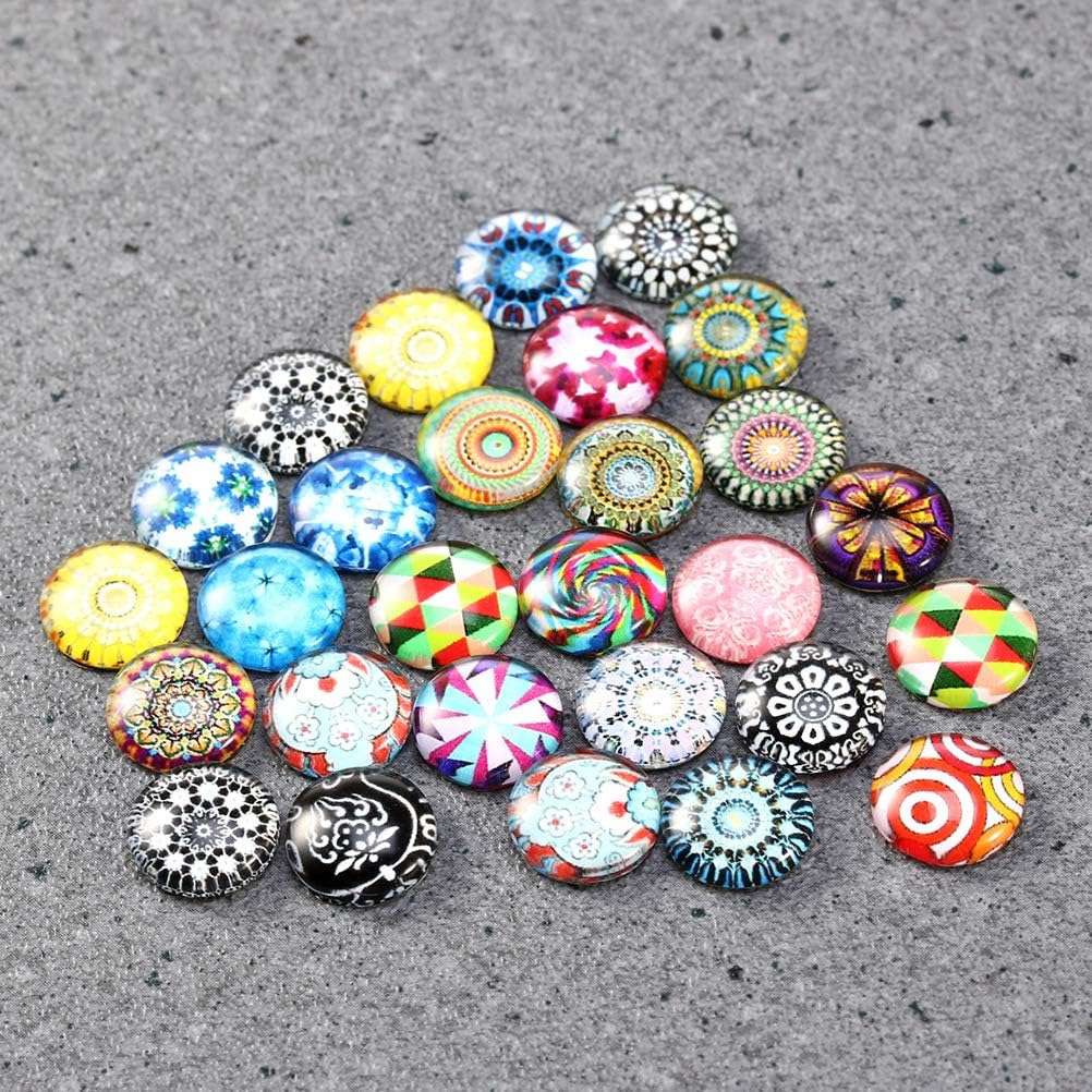 SUPVOX 100pcs 12mm Glass Dome cabochon Half Round Flatback Mosaic Tiles for Jewelry Making