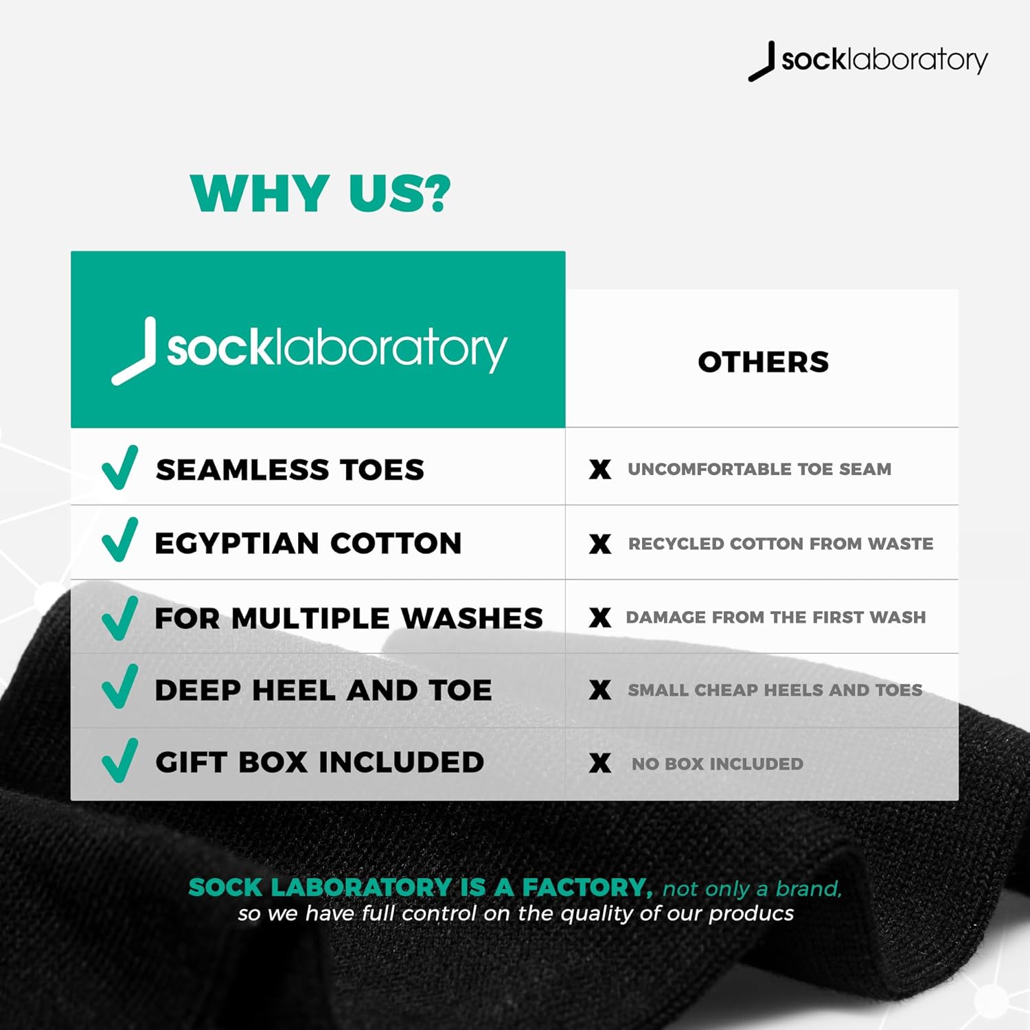 Men's Dress Socks - Egyptian Cotton - Crew (Box of 3) - Image 4