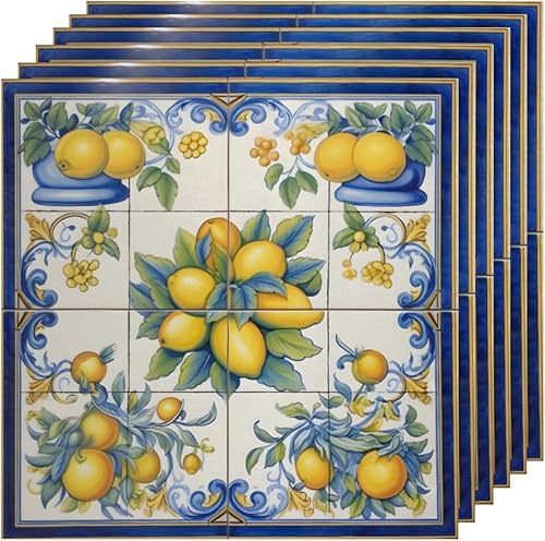 Miniatura 6 de Cloth Napkins Set of 6 Lemon Painted 20x20 Inch Cloth Napkins Fruits Washable Reusable Kitchen Dinner Napkins Table Decor for Wedding, Holiday