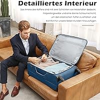 COOLIFE Koffer trolley reiskoffer met 4 wielen, stoffen koffer, handbagage TSA-slot, bevat 1 grote schoudertas, grijs, Handgepäck-Set 2tlg, Softbox van Oxford-stof