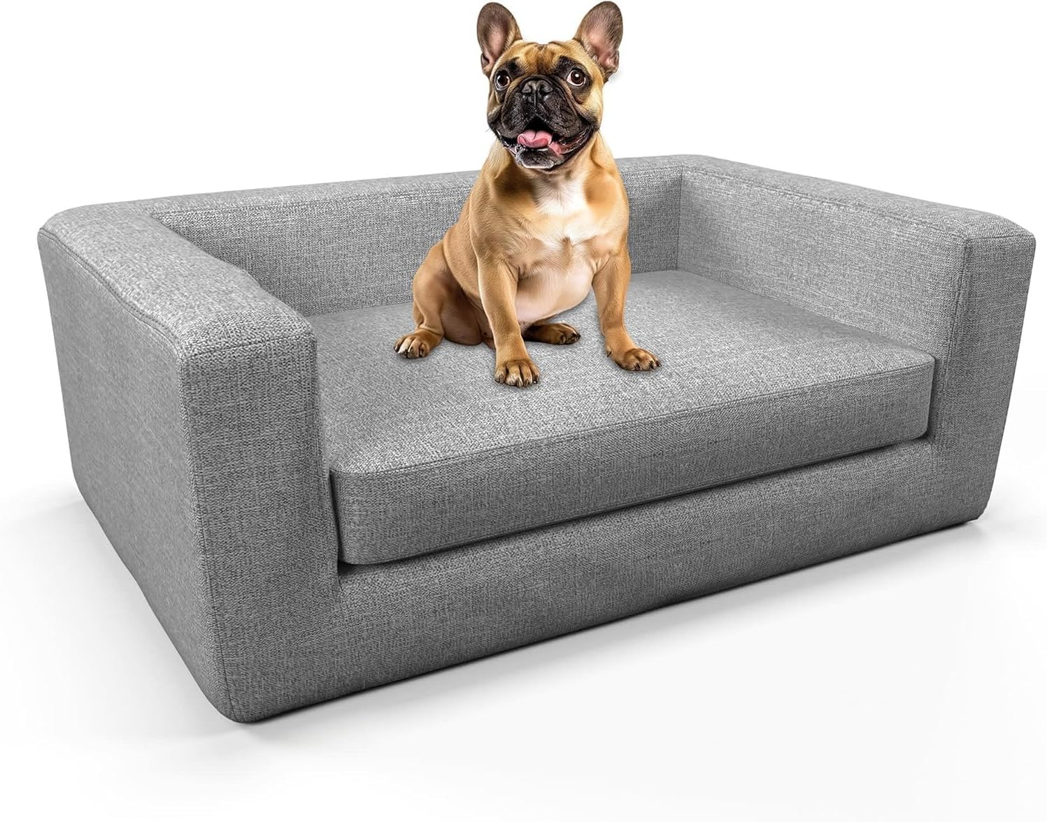 Premium and Luxury Elegant Dog Sofa Bed, Dog Bed, Dog Couches for Small to Medium Dogs with Removable Washable Cover, Elevated Dog Bed, Pet Furniture for Small to Medium Dogs, Gray