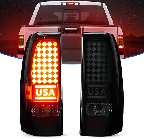 Miniatura 7 de Luz trasera LED + 3 luz de freno para Chevy Silverado 1500 2500 HD 1999-2002, apta para GMC Sierra 1500 2500 HD 1999-2003 Fleetside Bedtype, montaje