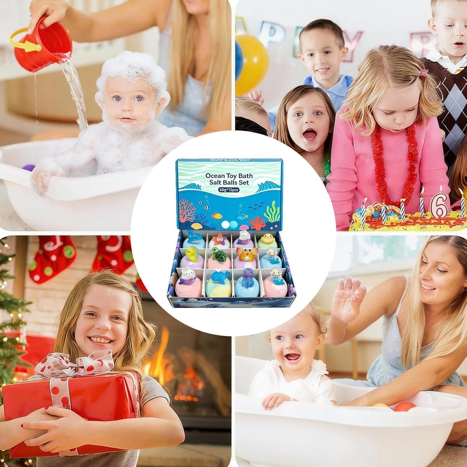 PlayFizz Easter Surprise Bath Bombs,gel De Baño Suave Para Niños, Contiene Juguete Animal Sorpresa (1 Box – 12 Pieces)