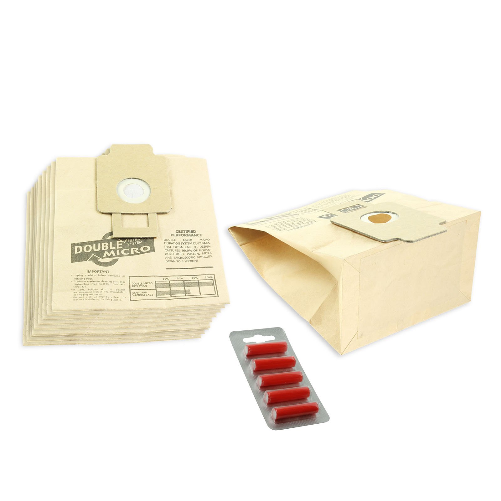 Dust Bags for Goblin Aztec Vacuum Cleaners (10 Pack + 5 Bag Freshener Sticks)
