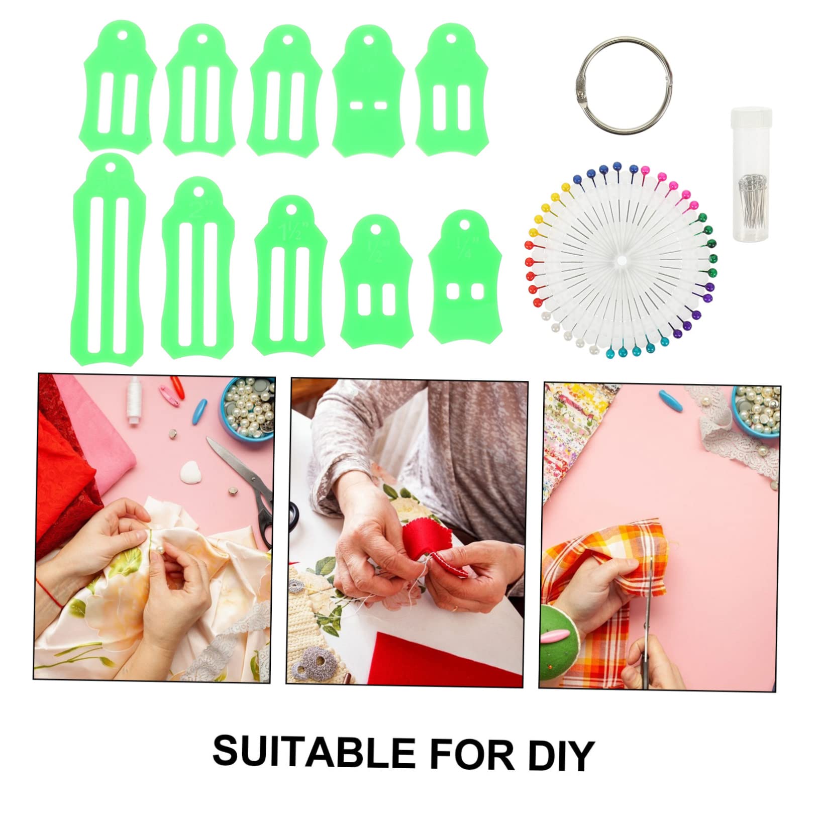 SHINEOFI 5juegos Herramientas Para Hacer Cintas De Tela Kit Multi-colores Para Proyectos De Costura y Acolchado Incluye Herramienta De Pliegue De Tela y Clips De Costura Para Manualidades y