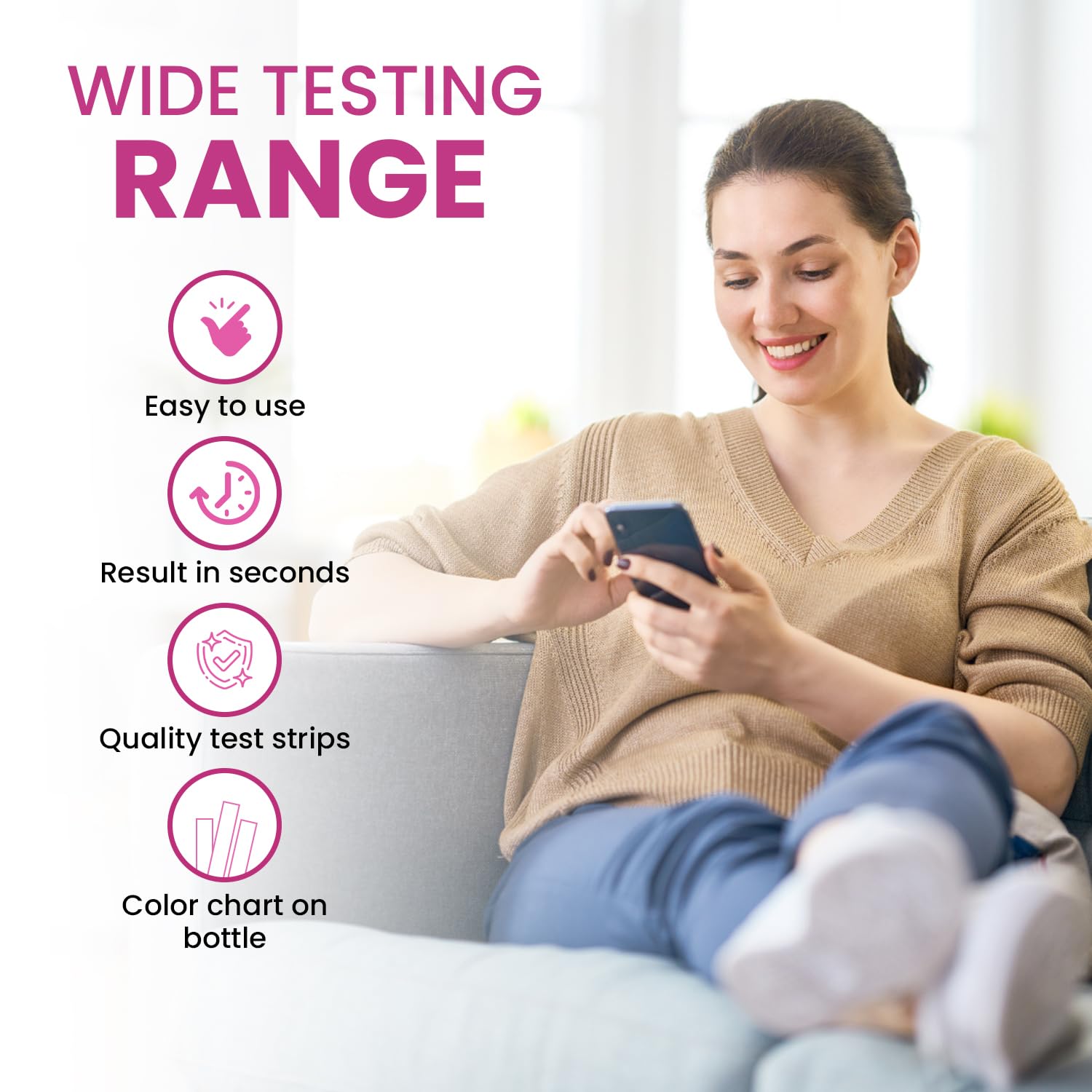 Vaginal pH Test Strips for Women – 50 Count | BV, Yeast & UTI Risk Screening | pH Range 4.0-8.0 | Easy Home Feminine Care Balance Check