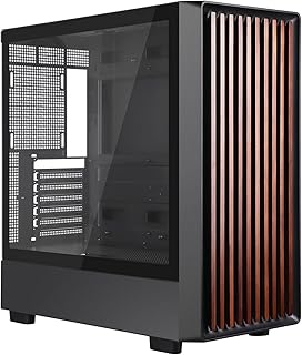 D1 Tempered Glass PC Case Meshify - Walnut Wood Front - Mesh and Glass Side Panel - Can Build in Up to 12 ARGB PWM Fans - High Airflow Mid Tower PC Gaming Case for ATX/mATX/ITX Motherboards Black