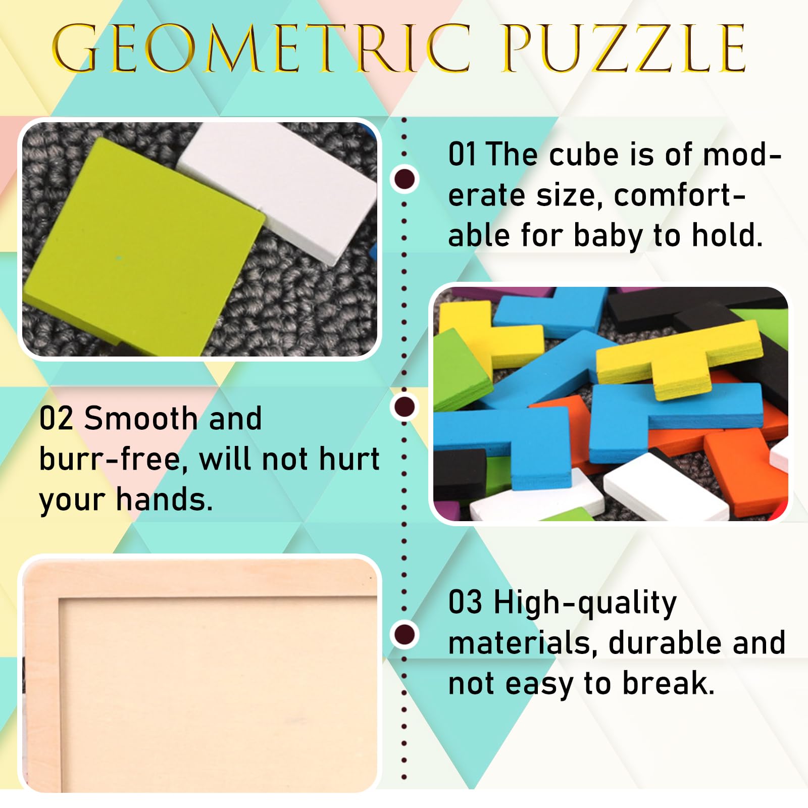 TYXHXTF 2PCS Wooden Intelligence Puzzle, Jigsaw Puzzles, Wooden Puzzle Tangram Brain Teasers Jigsaw, Educational Toys - Image 3