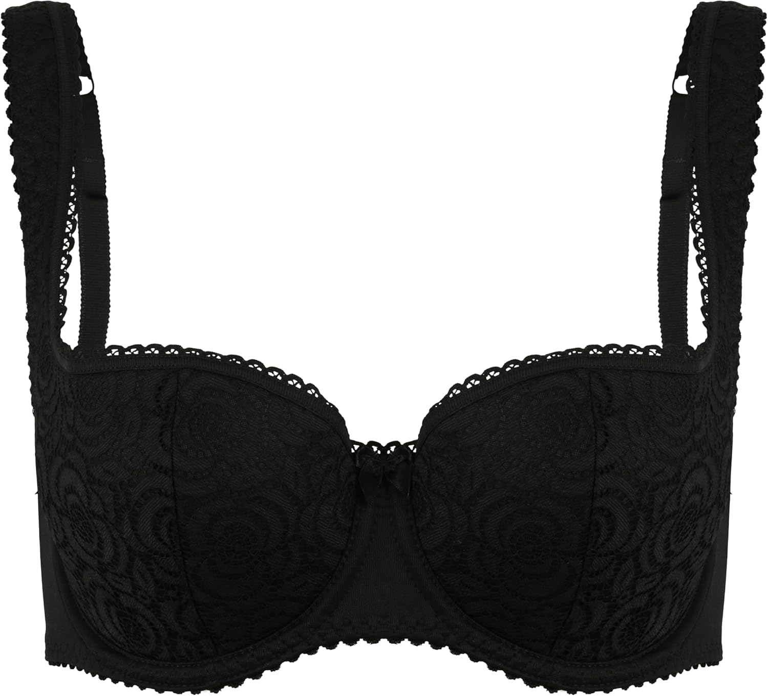 Rosme Women's Balconette Bra with Push Up Effect Plus Size Sexy Lace Demi Half Cup Bra Underwired Low Cut Mesh Bras Annija - Image 3