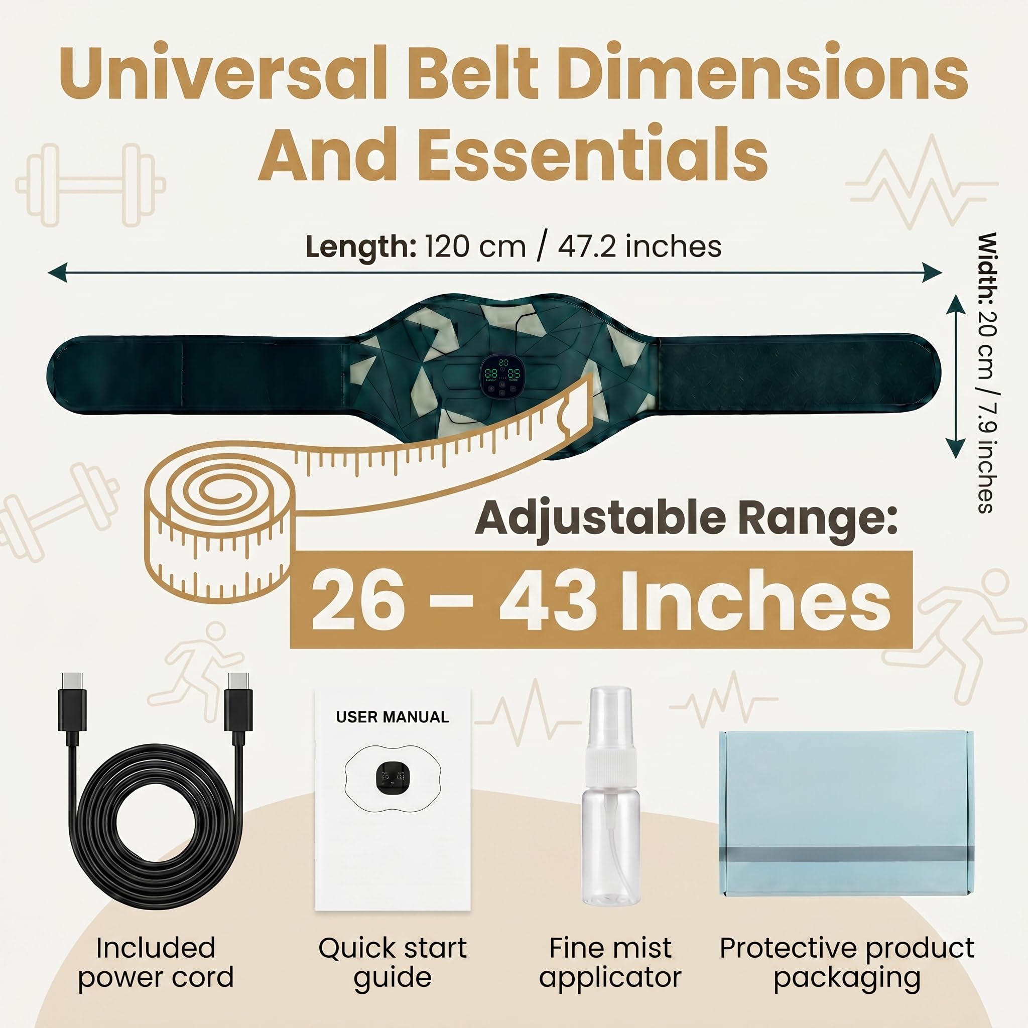 Estimulador de abdominales con temporizador ajustable para sesiones de entrenamiento de 5, 10, 15, 20 minutos, estimulador abdominal, cinturón de tóner muscular para casa, oficina, viajes