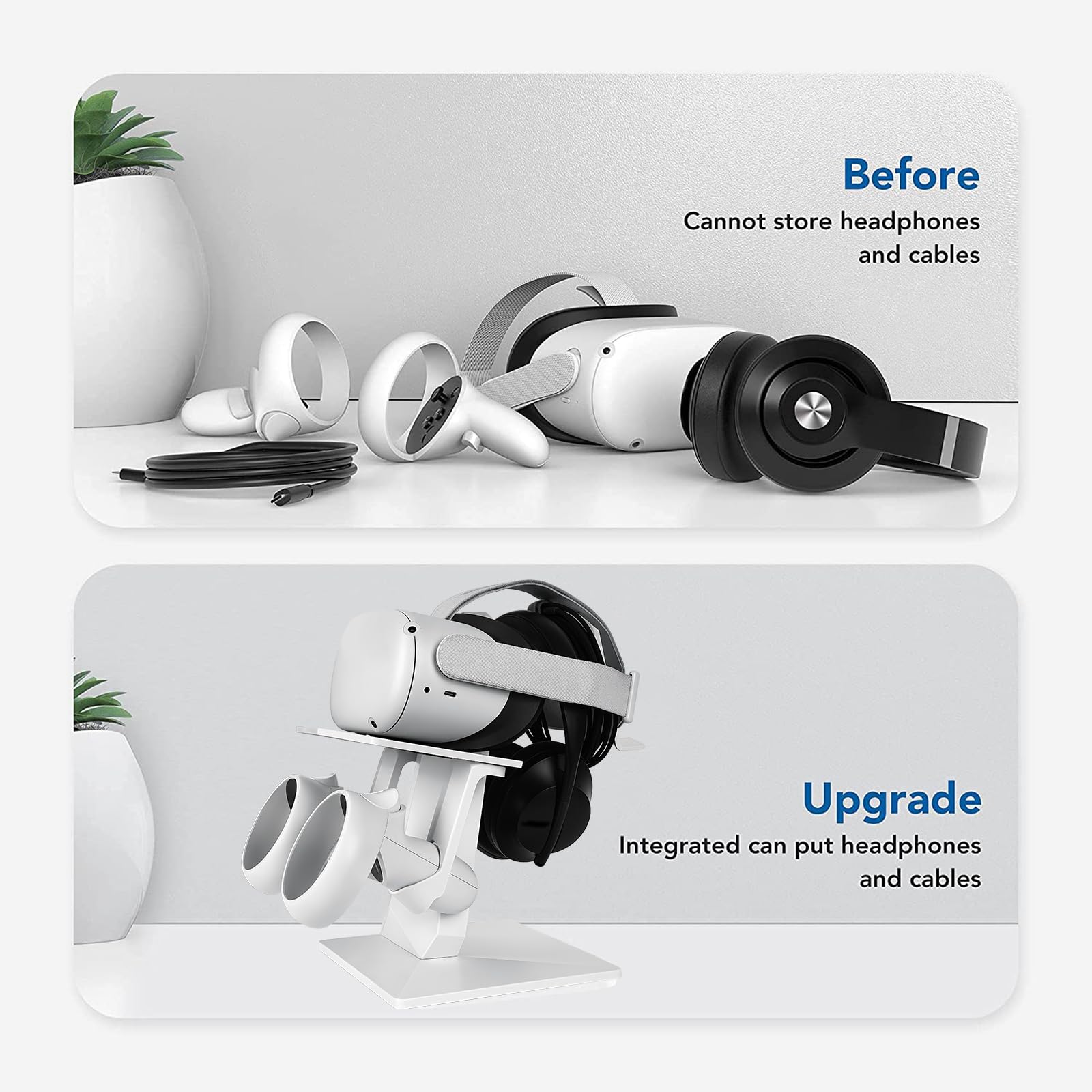 Geekria VR Soporte de Pantalla para Auriculares,Organizador de Accesorios de Cable Compatible con Oculus Quest/Quest 2/Rift S/Valve Index/HTC Vive,PlayStation VR,Vive Pro y Controladores táctiles