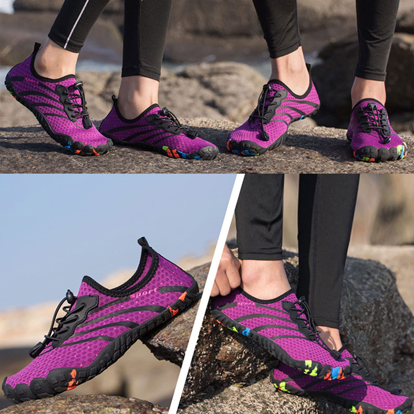Freizeit Radfahren Non-Locking Fahrradschuhe Seaside City Rennrad MTB Schuhe Sandy Beach Fahrradschuh Ultraleicht Atmungsaktiv,Purple-39 Fashion