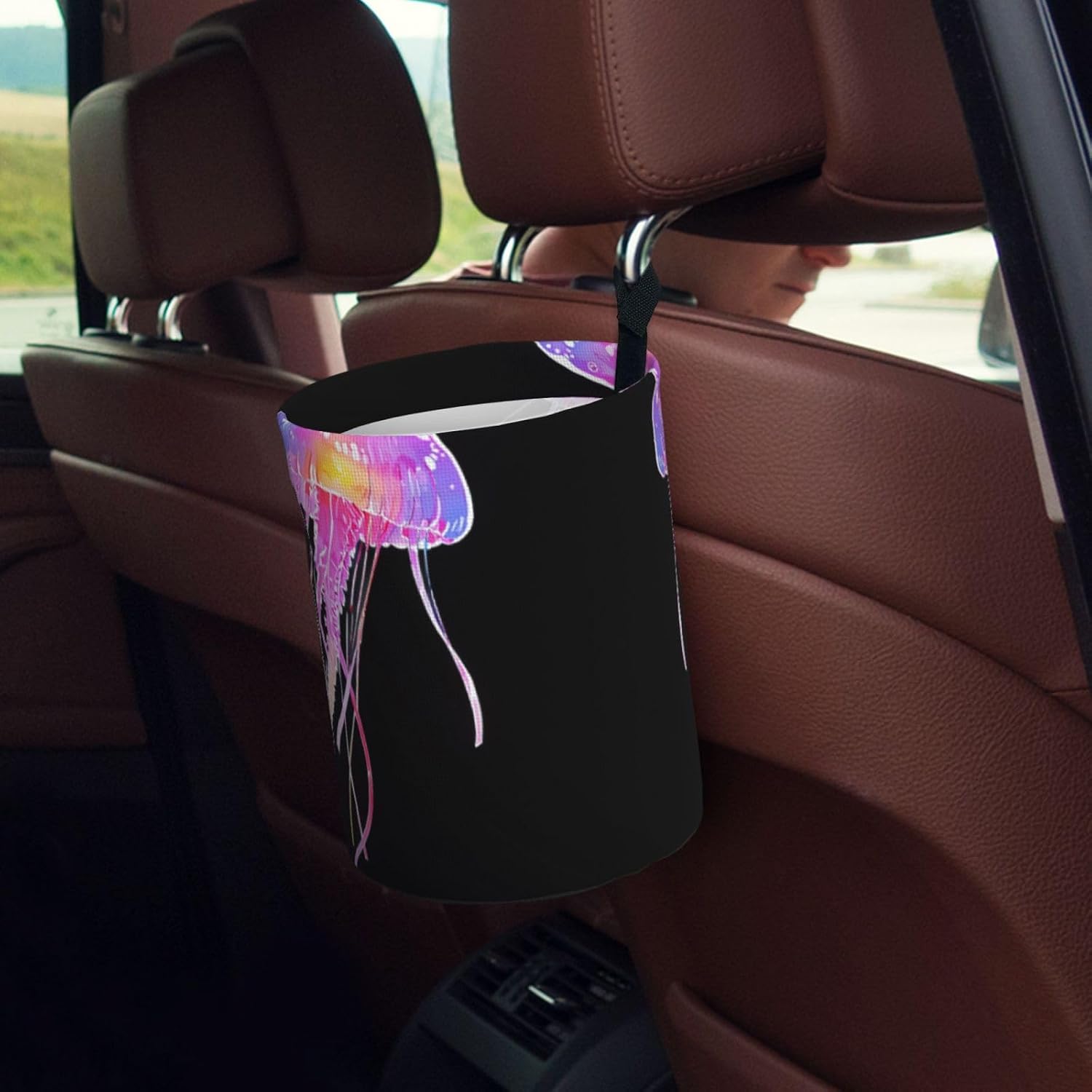 Glow Jellyfish Portable car Trash can, Practical car Storage Bucket, Practical, Convenient and Foldable, a Must-Have for Cars. image 5