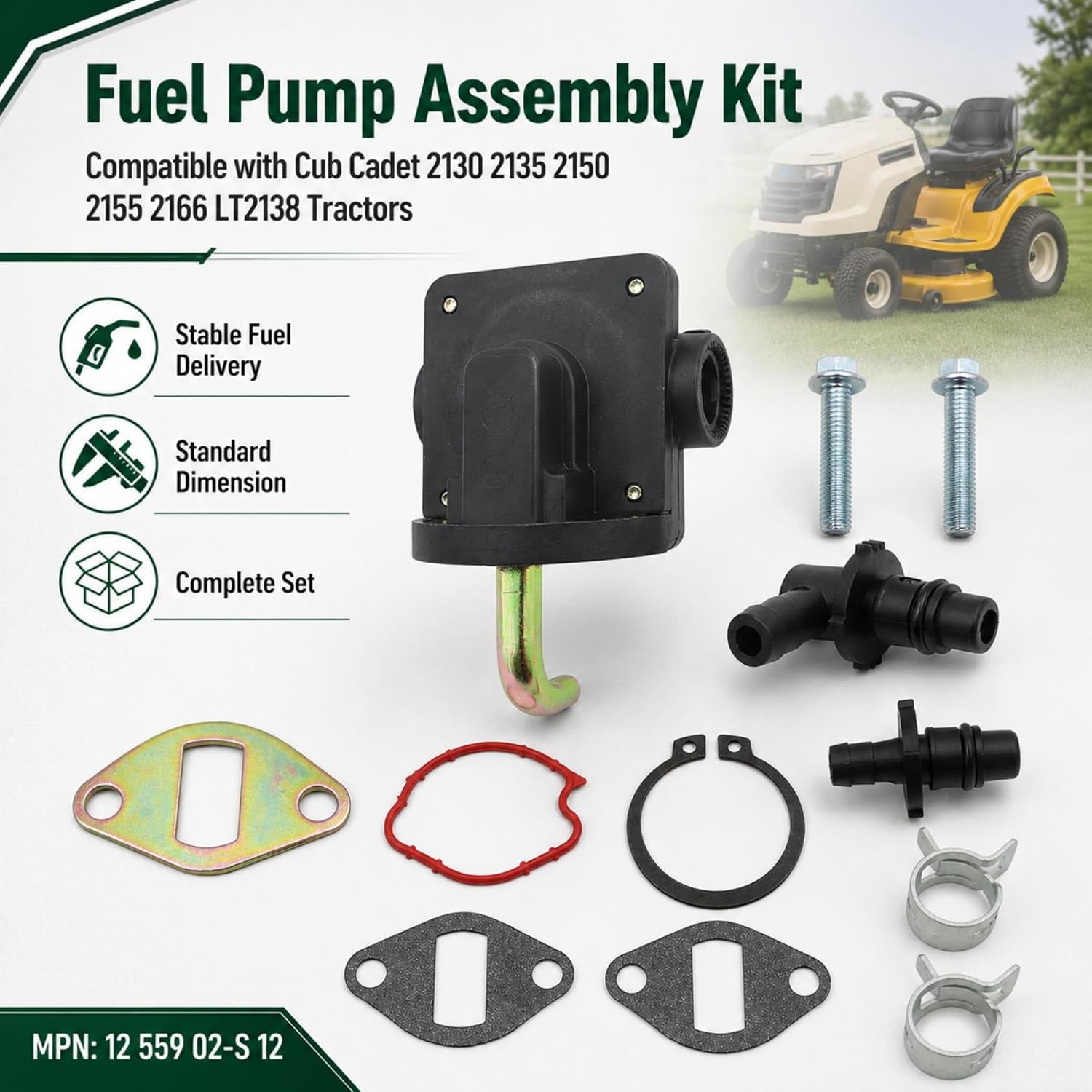 GXARTS Fuel Pump Compatible with Kohler CH CV 11-16Hp Engine John Compatible with Deere LT133 LT155 L110 AM133627 Compatible with Toro 74603 74702 74162 Mower 12-559-01-S 12-559-02-S
