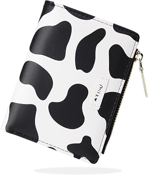 conisy Cute Small Womens Wallet with Coin Purse,Suitable Girls Teen Ladies Cow Black