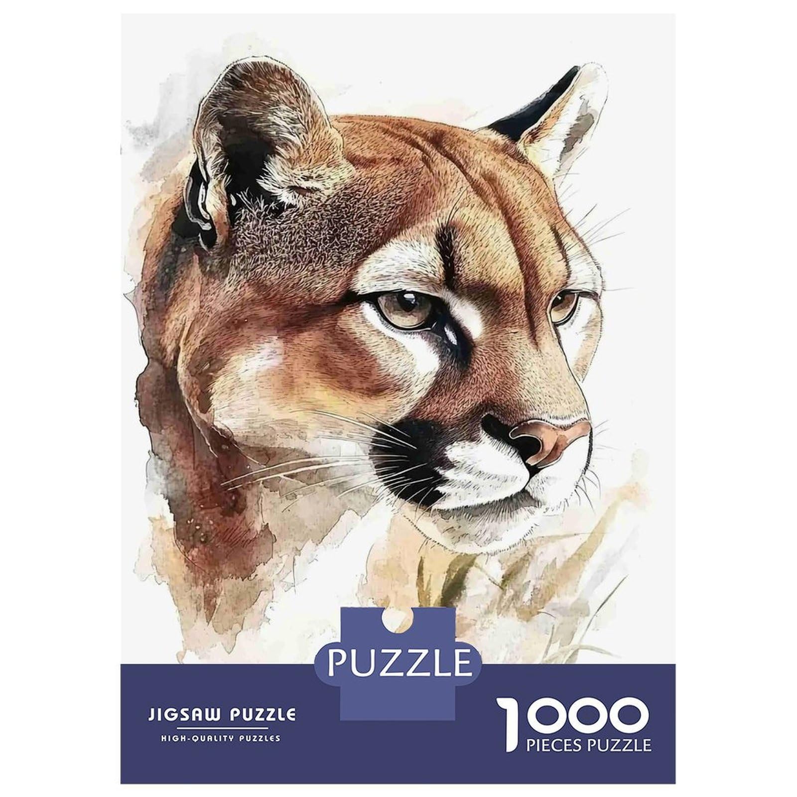 Cougar Watercolor Style 1000 Piece Jigsaw Puzzle Jigsaw Puzzle for Adults Relaxing Home Decor 52x38cm/1000pcs