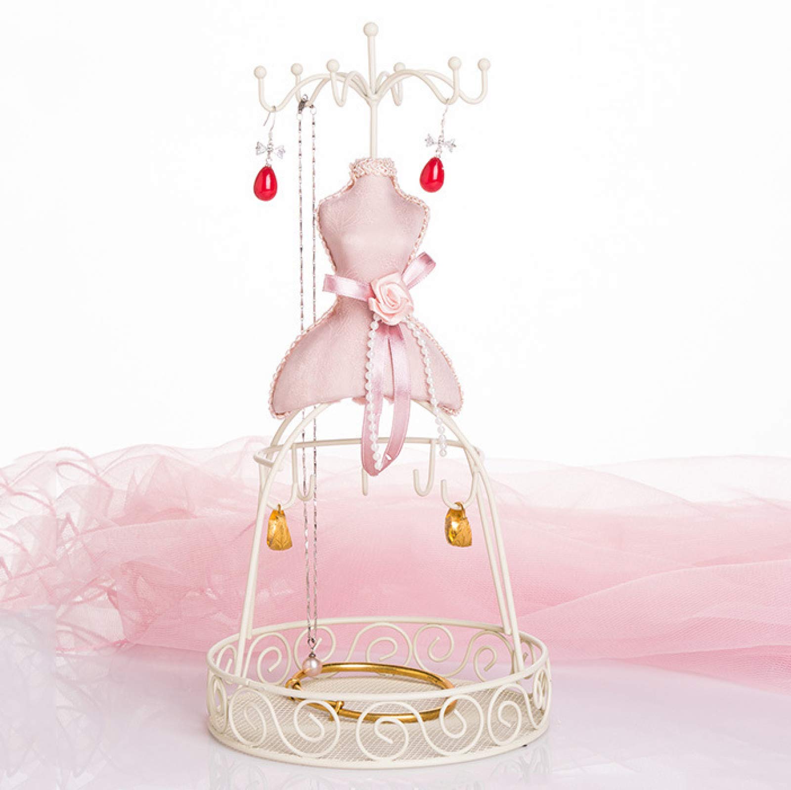 Jurk Pop Sieraden Display Stand, Desktop Ketting Oorbellen Ringen Armband Opslag Houder met Afneembare Beugel Mode Woondecoratie(2